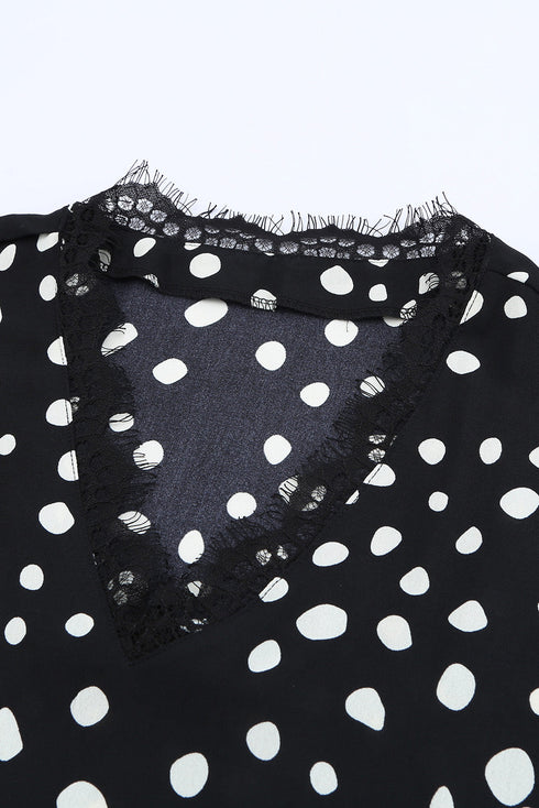 Floral Scalloped V Neck Short Sleeves Top